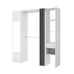 Cabina armadio 177x205h cm 1 anta con specchio moderno bianco grigio Gonzalo