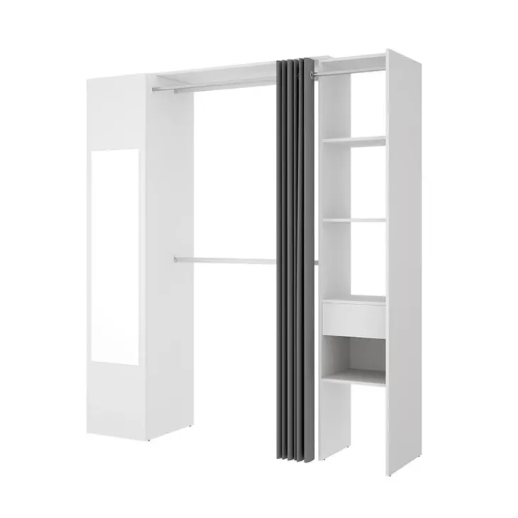 Cabina armadio 177x205h cm 1 anta con specchio moderno bianco grigio Gonzalo