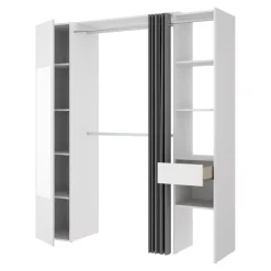 Cabina armadio 177x205h cm 1 anta con specchio moderno bianco grigio Gonzalo