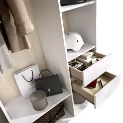Cabina armadio 98x205h cm 2 cassetti con appendiabiti bianco rovere Vixa