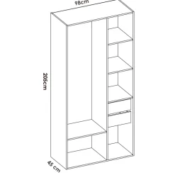 Cabina armadio 98x205h cm 2 cassetti con appendiabiti bianco rovere Vixa