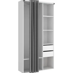 Cabina armadio 98x205h cm 2 cassetti con tenda bianco rovere Vixa