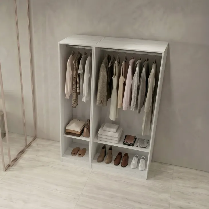 Cabina armadio 120x201h cm con appendiabiti bianco frassinato Dulcinea