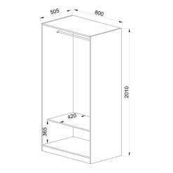 Cabina armadio 320x201h cm con appendiabiti bianco frassinato Dulcinea