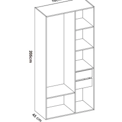 Cabina armadio 158x205h cm con 2 cassetti e scarpiera bianco rovere Vixa