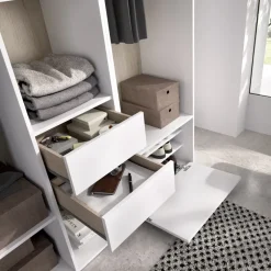 Cabina armadio 158x205h cm con 2 cassetti e scarpiera bianco rovere Vixa