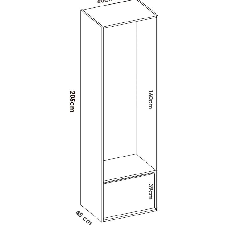Cabina armadio 158x205h cm con 2 cassetti e scarpiera bianco rovere Vixa