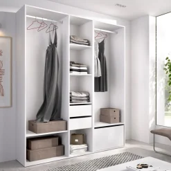 Cabina armadio 158x205h cm con 2 cassetti e scarpiera bianco rovere Vixa