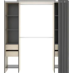 Cabina armadio 179x205h cm con cassetti moderno aperto rovere e grafite Loder