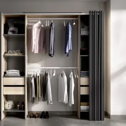 Cabina armadio 179x205h cm con cassetti moderno aperto rovere e grafite Loder