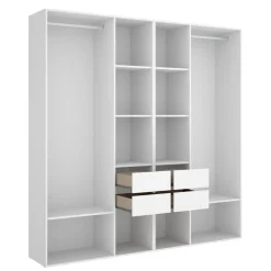 Cabina armadio 196x205h cm con 4 cassetti bianco rovere Vixa