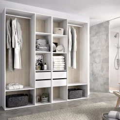 Cabina armadio 196x205h cm con 4 cassetti bianco rovere Vixa