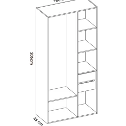 Cabina armadio 196x205h cm con 4 cassetti bianco rovere Vixa