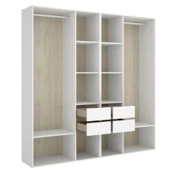 Cabina armadio 196x205h cm con 4 cassetti bianco rovere Vixa