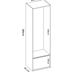 Cabina armadio 120x205h cm con scarpiera bianco rovere Vixa