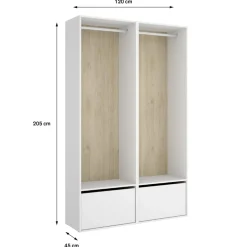 Cabina armadio 120x205h cm con scarpiera bianco rovere Vixa