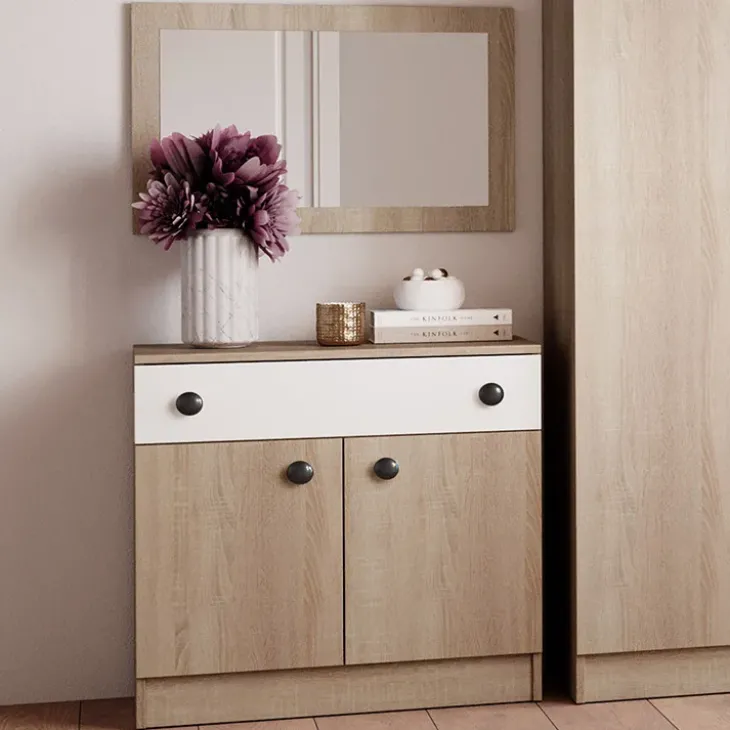 Camera completa matrimoniale con contenitore rovere bianco opaco Vieste