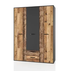 Camera da letto completa 2 letti singoli grafite rovere rustico Fada