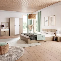 Camera da letto completa matrimoniale rovere bianco opaco Vieste
