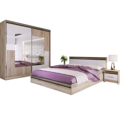 Camera da letto completa testiera trapuntata rovere bianco oro Riga