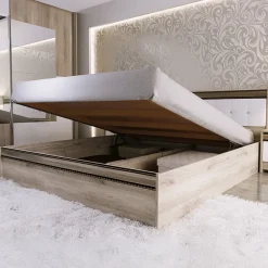 Camera da letto completa testiera trapuntata rovere bianco oro Riga