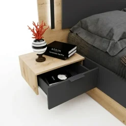Camera da letto matrimoniale completa moderna rovere rustico e antracite Stephy