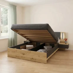 Camera da letto matrimoniale completa moderna rovere rustico e antracite Stephy