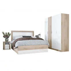 Camera da letto matrimoniale completa rovere bianco lucido Volterra