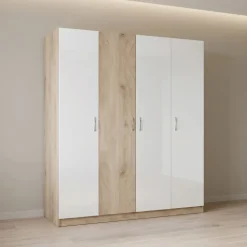 Camera da letto matrimoniale completa rovere bianco lucido Volterra