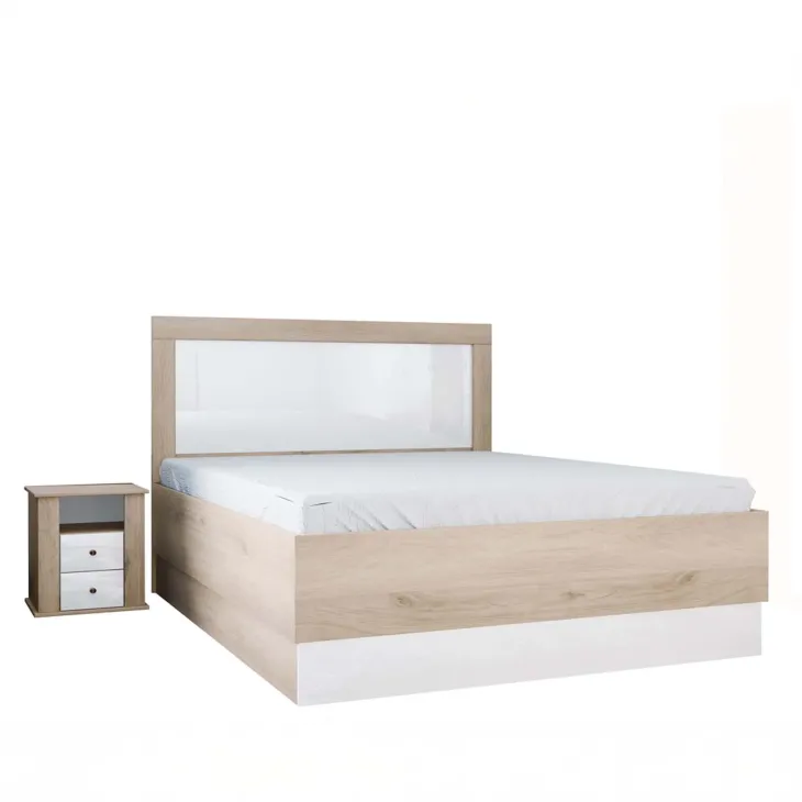 Camera da letto matrimoniale completa rovere bianco lucido Volterra