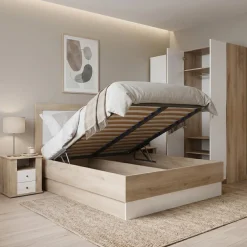 Camera da letto matrimoniale completa rovere bianco lucido Volterra