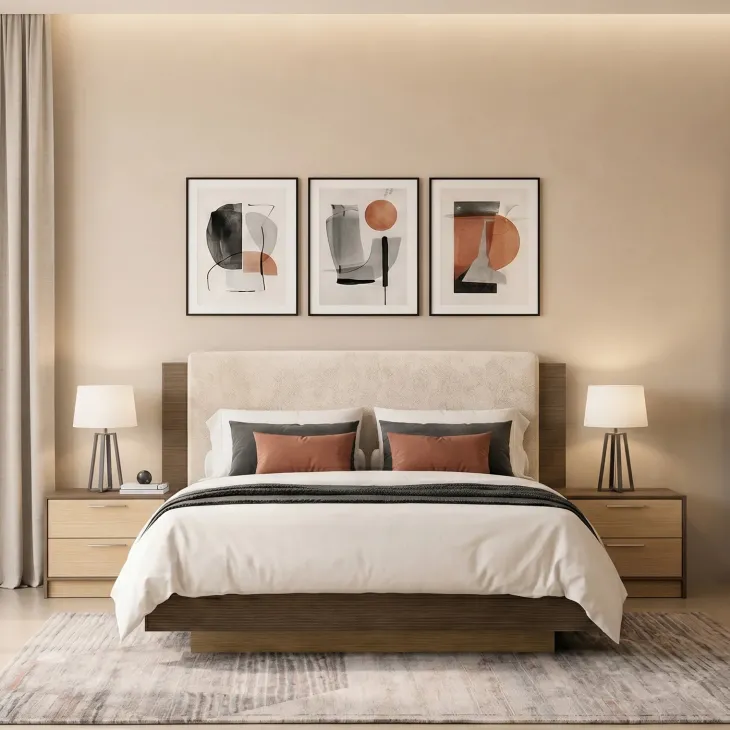 Camera da letto matrimoniale completa rovere chiaro e rovere scuro Pitigliano