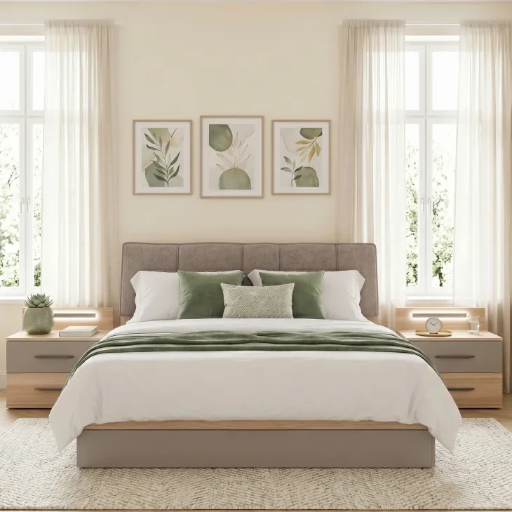 Camera da letto matrimoniale completa moderna rovere tortora Amelia