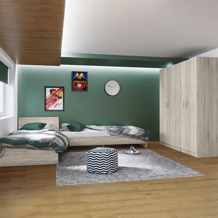 Camera doppio letto completa moderna rovere sonoma Malcom