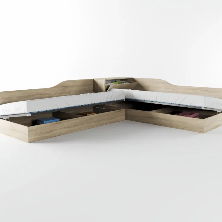 Camera doppio letto completa design rovere sonoma Caronte