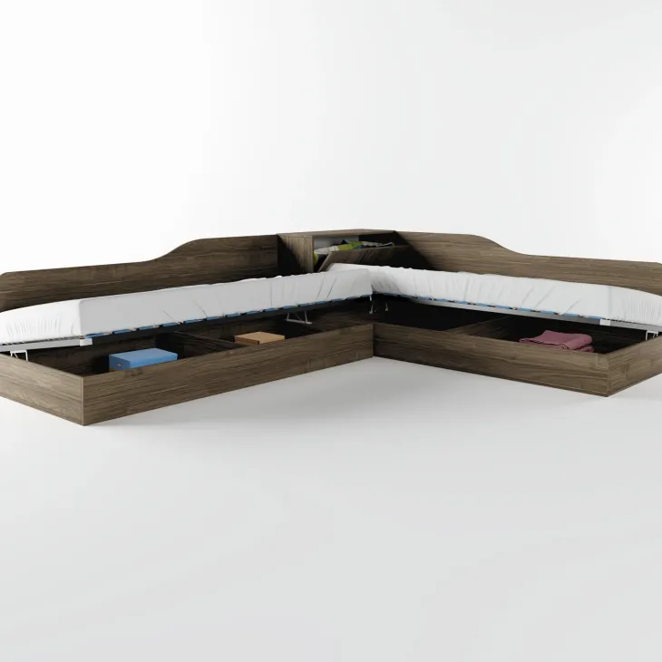 Camera doppio letto completa design noce Caronte