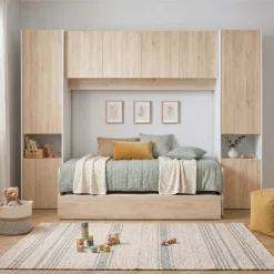 Cameretta bambini completa a ponte 2 letti rovere bianco Clinton