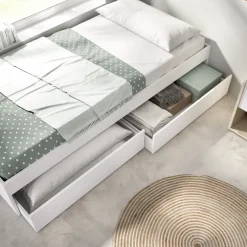 Cameretta bambini completa letto con cassettoni comodino e cabina armadio bianco rovere Bellix