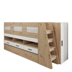 Cameretta bambini completa 2 letti singoli rovere bianco lucido Cindy