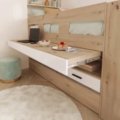 Cameretta bambini completa 2 letti singoli rovere bianco lucido Cindy