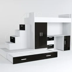 Cameretta bambini completa 2 letti singoli bianco nero Diego Gihome®