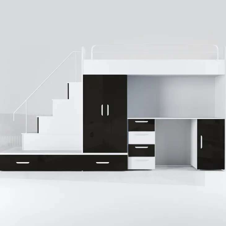 Cameretta bambini completa 2 letti singoli bianco nero Diego Gihome®