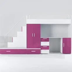 Cameretta bambini completa 2 letti singoli bianco rosa Diego Gihome®