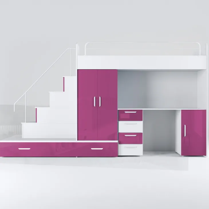 Cameretta bambini completa 2 letti singoli bianco rosa Diego Gihome®