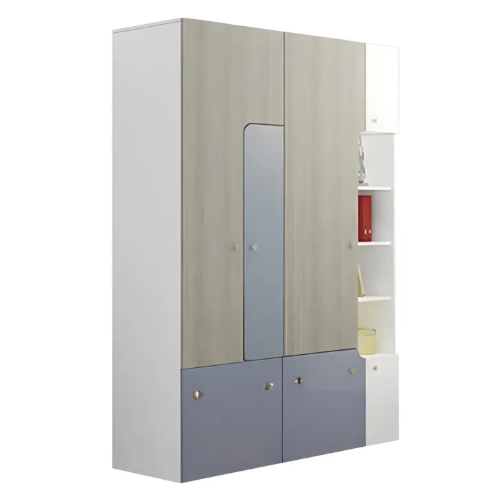 Cameretta bambini completa 1 letto singolo con cassettoni rovere bianco azzurro Balocchi