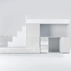 Cameretta bambini completa 324x86cm 2 letti singoli bianco Diego Gihome®