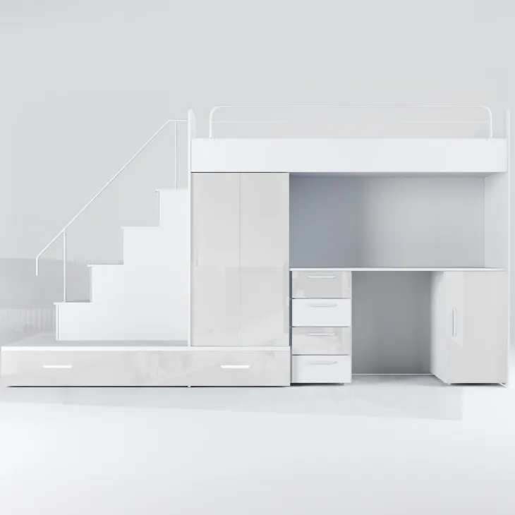 Cameretta bambini completa 324x86cm 2 letti singoli bianco Diego Gihome®