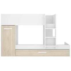 Cameretta bambini 244x112cm 3 letti soppalco reversibile rovere bianco Damian