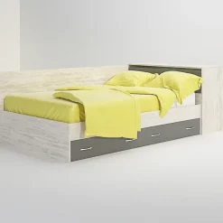Cameretta completa con letto una piazza e mezza, comò e armadio 3 ante bianco frassinato grigio Cesare