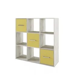 Cameretta completa letto singolo con letto estraibile e cassetti bianco frassinato giallo Bra